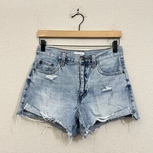 PISTOLA Kylee Denim Shorts Blue Cut Off Cuffed HR Distressed Grunge